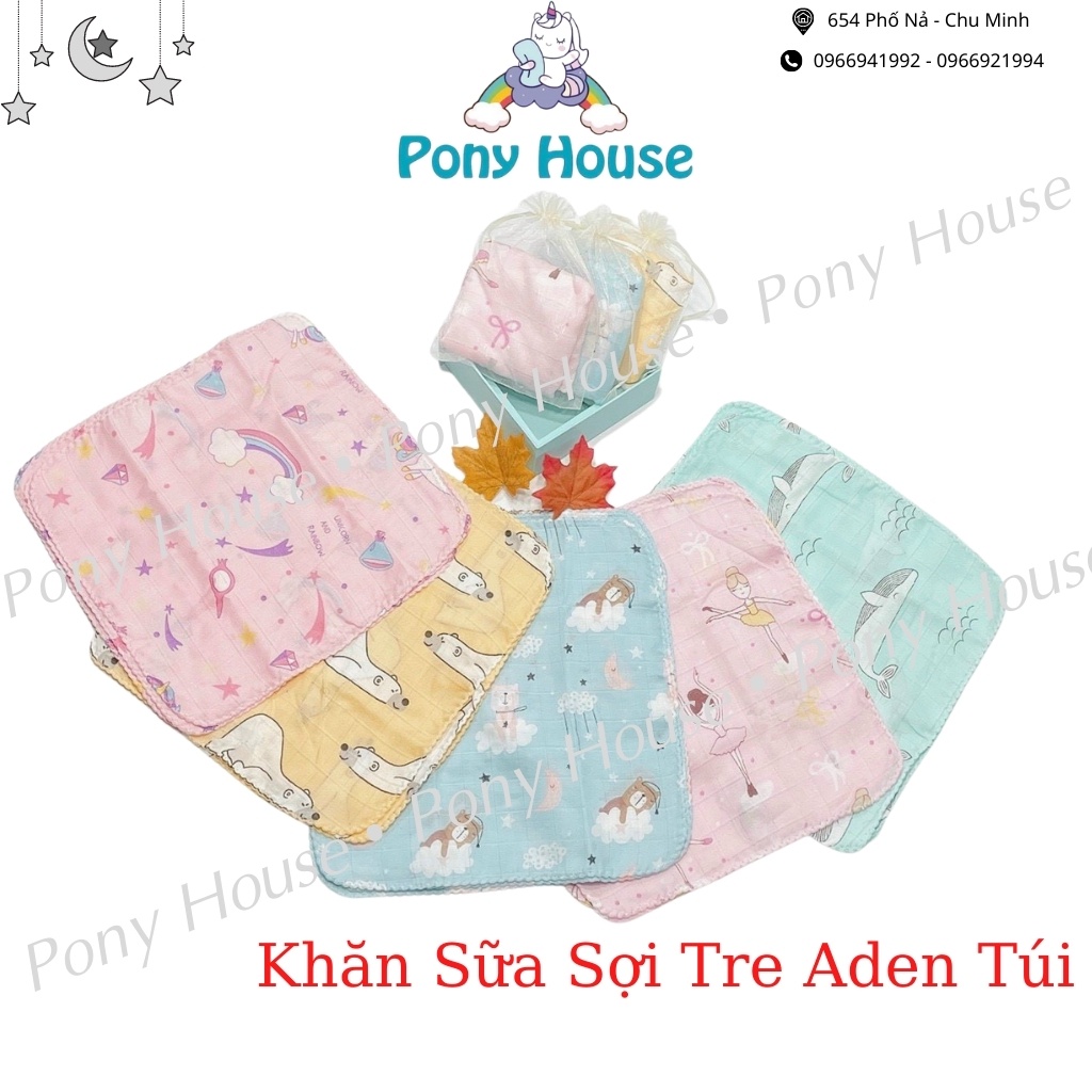 Khăn Sữa Aden Sợi Tre Xuất Nhật 2 Lớp Túi Lưới Màu 10 Chiếc Siêu Mềm Mại, Thấm Hút Tốt An Toàn Cho Bé Sơ Sinh