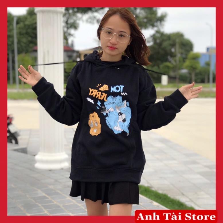 Áo nỉ hoodie nam nữ in hình mèo tom and jerly fom unisex oversize đến 67kg có nũ  phong cách Hàn Quốc AT 9112 | BigBuy360 - bigbuy360.vn