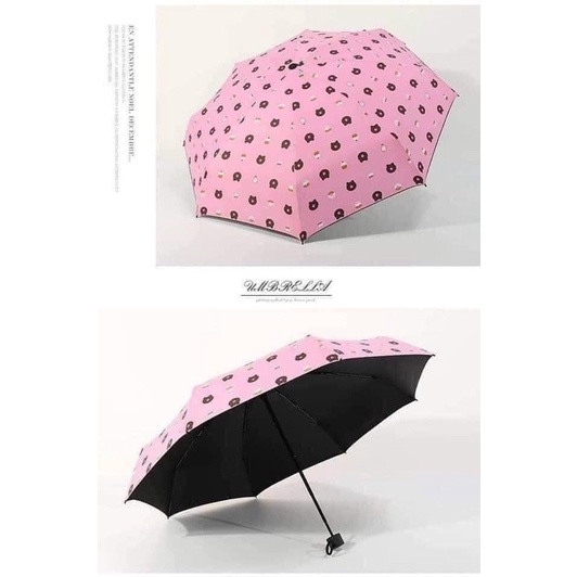 Ô Dù Gấp Gọn Hình Gấu Brown - Ô Gấu Brown - Vải 3 Lớp Chống Tia UV