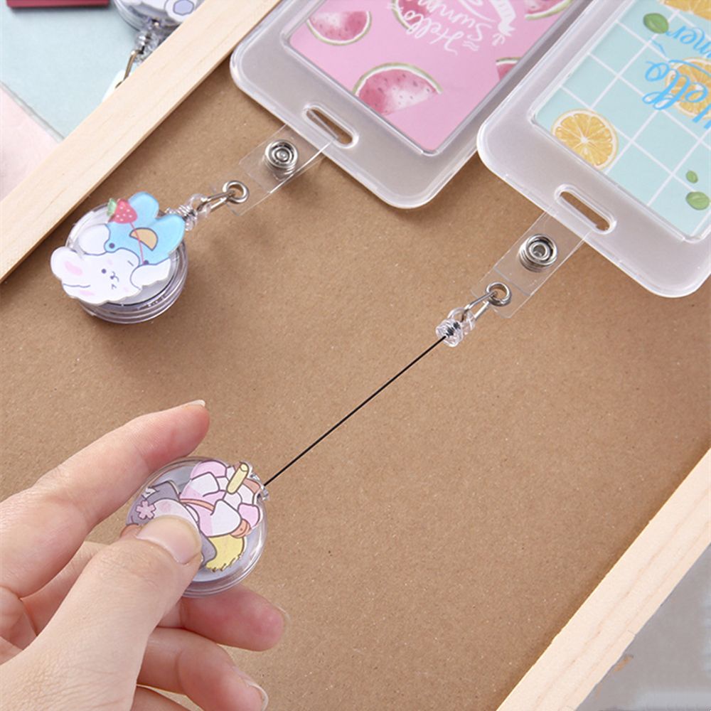 Kẹp gắn bao đựng thẻ ID co dãn thiết kế họa tiết dễ thương