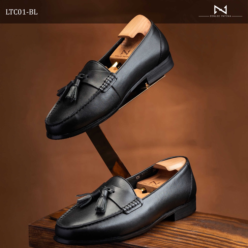 Giày lười da nam thủ công Patina ZENLEE LTC01 kiểu dáng Tassel Loafer chuông khâu tay da bò thật bảo hành trọn đời
