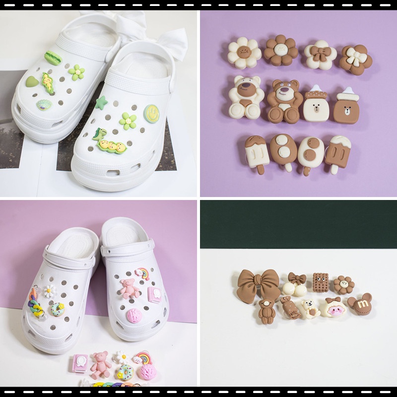 Phụ Kiện Khóa Giày Crocs Hình Gấu/Hoa/Hoạt Hình Dễ Thương Dành Cho Bé