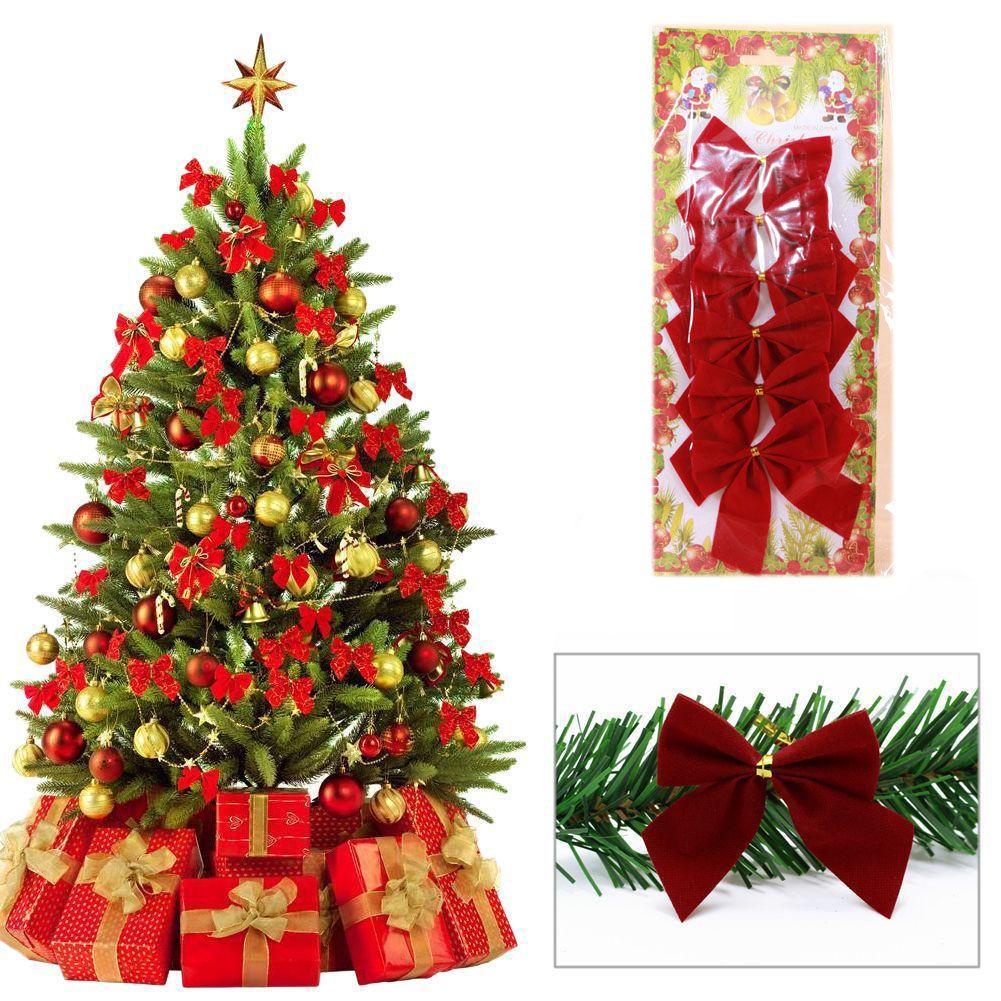Set 12 / 6 Nơ Ruy Băng Trang Trí Cây Thông GiáNg Sinh