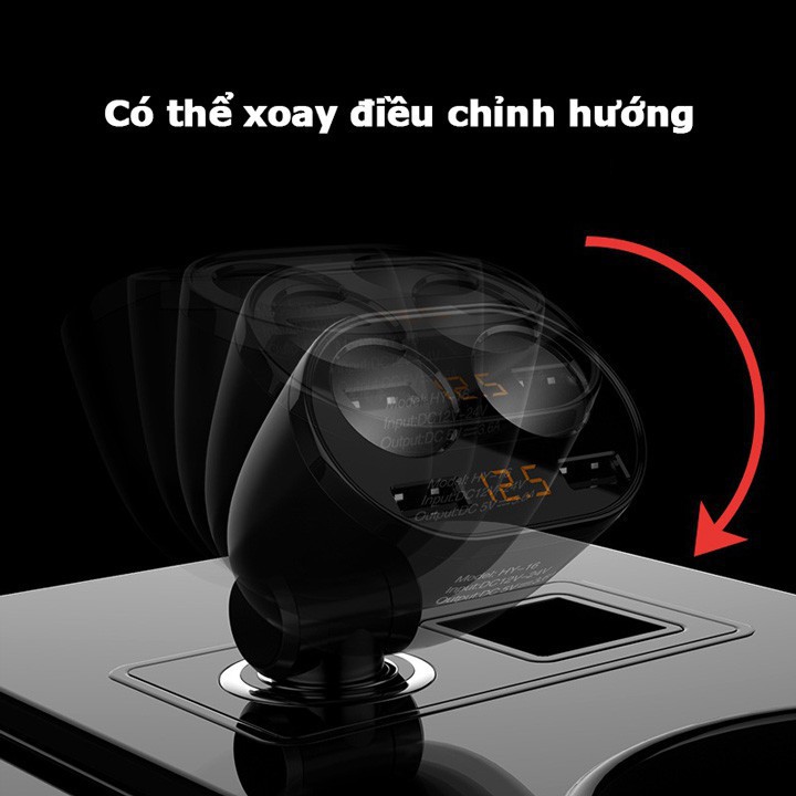 Tẩu sạc chia cổng ô tô Hãng HYUDAI Hàng Cao Cấp- Chia 2 cổng tròn và 2 USB