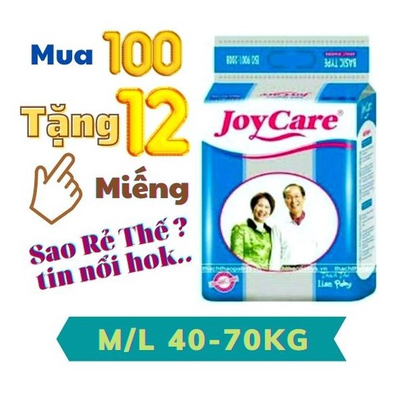 [Mua100+Tặng 12 miếng] Bỉm người già joycare, Tã người lớn giá rẻ chất lượng cao Size ML(40-70kg)