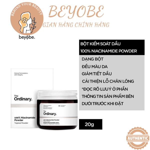ĐỦ TEM Bột giảm thâm, làm đều nền da The Ordinary 100% Niacinamide Powder 20g
