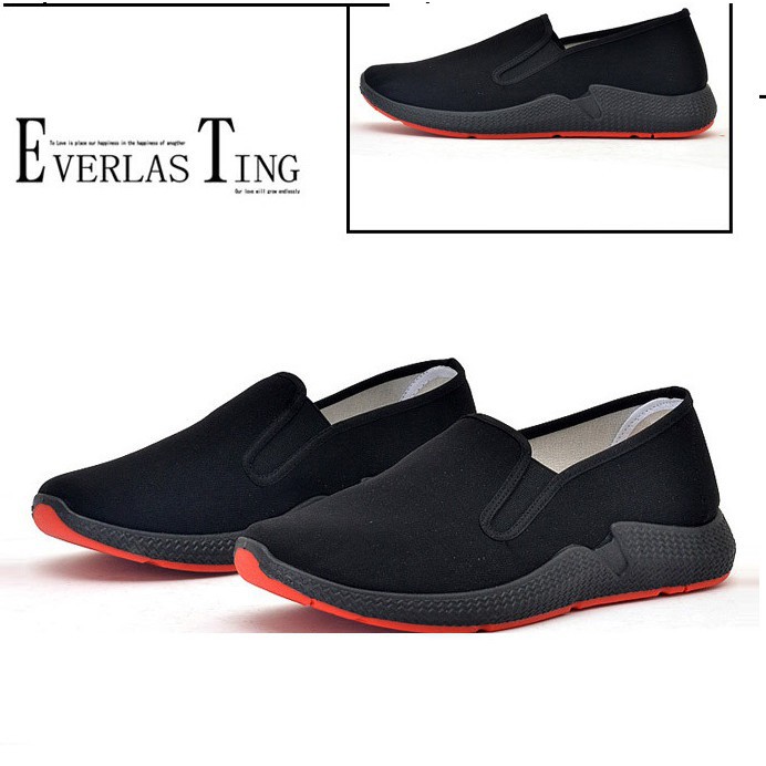 Giày Lười Vải Nam Đen Đế Cao T050