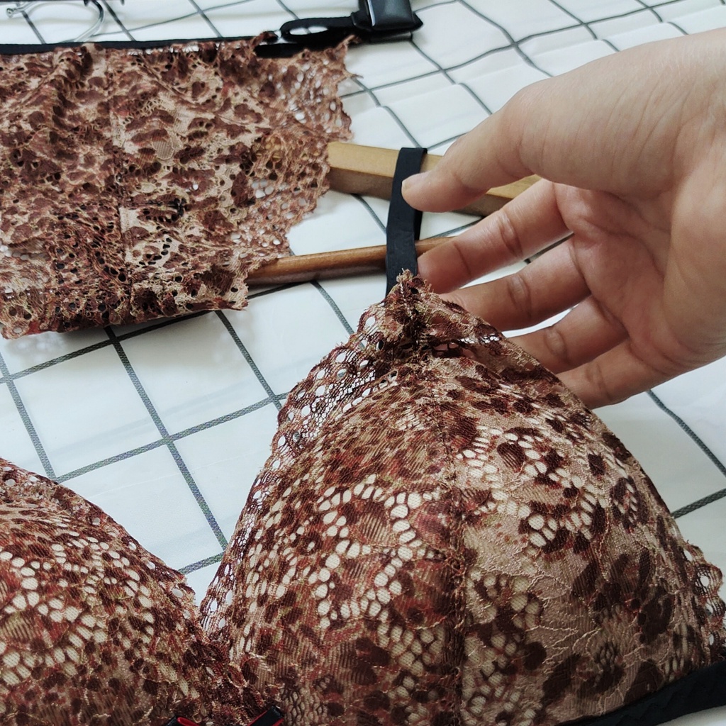 Set Bra - Bralette ren sexy không gọng, mút mỏng - Họa tiết da beo - NY12 | BigBuy360 - bigbuy360.vn