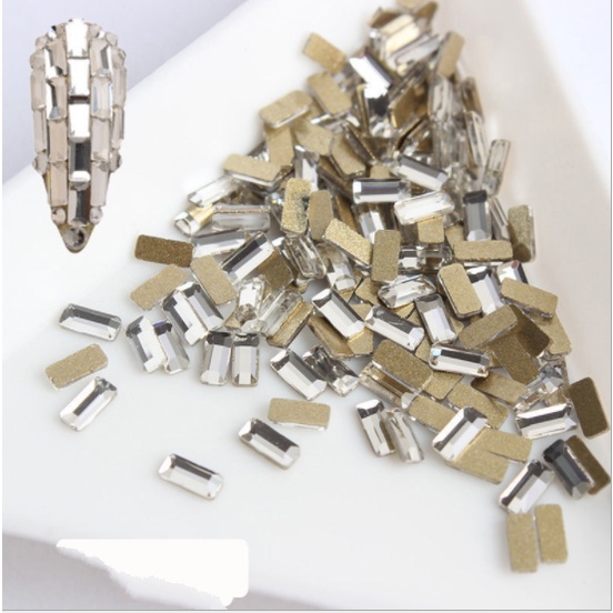 Đá đính móng , Đá nail chân bằng mix mẫu chữ nhật , vuông