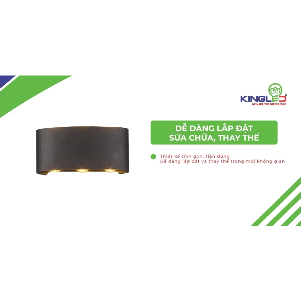 ĐÈN LED GẮN TƯỜNG NGOÀI TRỜI  IP65 KINGLED