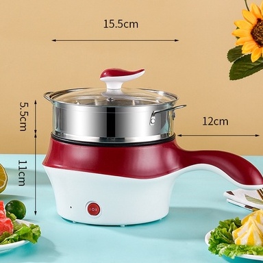 [SIÊU HÓT] Nồi Lẩu Mini Đa Năng Điện 2 Tầng 1 nấc nhiệt Chống Dính Kèm Xửng Hấp Nướng Tiện Dụng 2 Ngăn 18cm T3B3