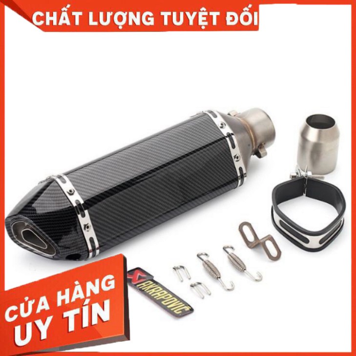 Lon Pô Akrapovic Lục Giác Bạc Và Full Carbon Đủ phụ kiện + Tiêu Pô