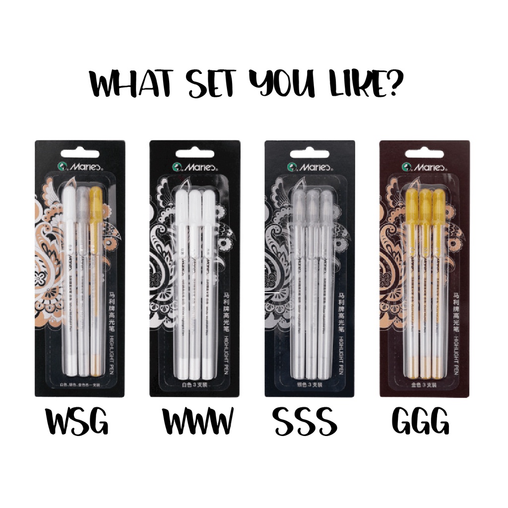 Bút gel nhũ trắng bạc vàng Marie's viết thiệp cưới, trang trí vẽ sổ tay, viết calligraphy ngòi kim loại