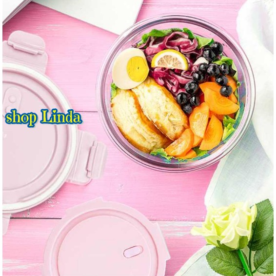 [Tặng túi+đũa thìa] Combo 2 Hộp Đựng Cơm Thủy Tinh Cao Cấp 1000ml 2 ngăn + 1 hộp tròn 660ml | BigBuy360 - bigbuy360.vn