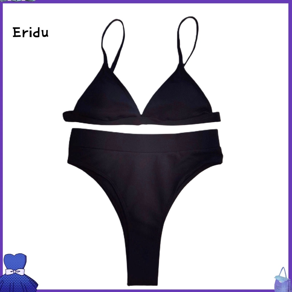 erin High Elasticity Women Swimsuit High Waist Deep V-neck Bikini Bathing Suit Stretchy for Swimming