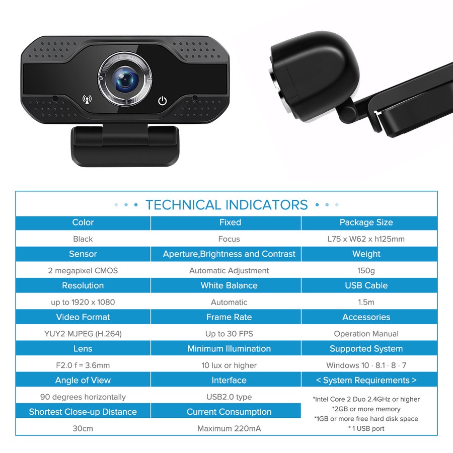 Camera Webcam HD 1080P tích hợp micro cho máy tính WV8 | BigBuy360 - bigbuy360.vn