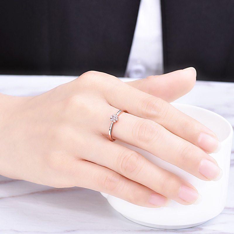 Nhẫn Hở Mạ Vàng Hồng 18K Đính Đá Zircon Có Thể Điều Chỉnh