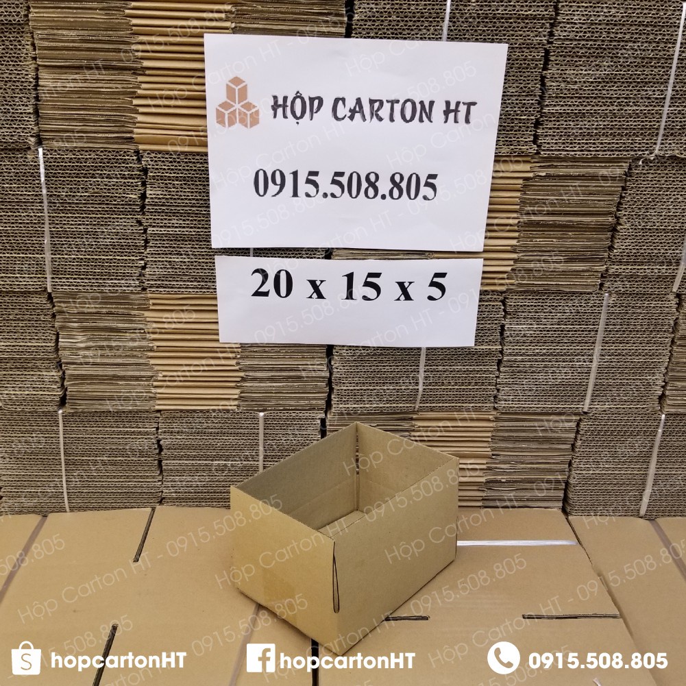 Hộp carton đóng hàng 20x15x5 đựng sổ, bút quà lưu niệm tiện lợi giá gốc tận xưởng - Hộp Carton HT