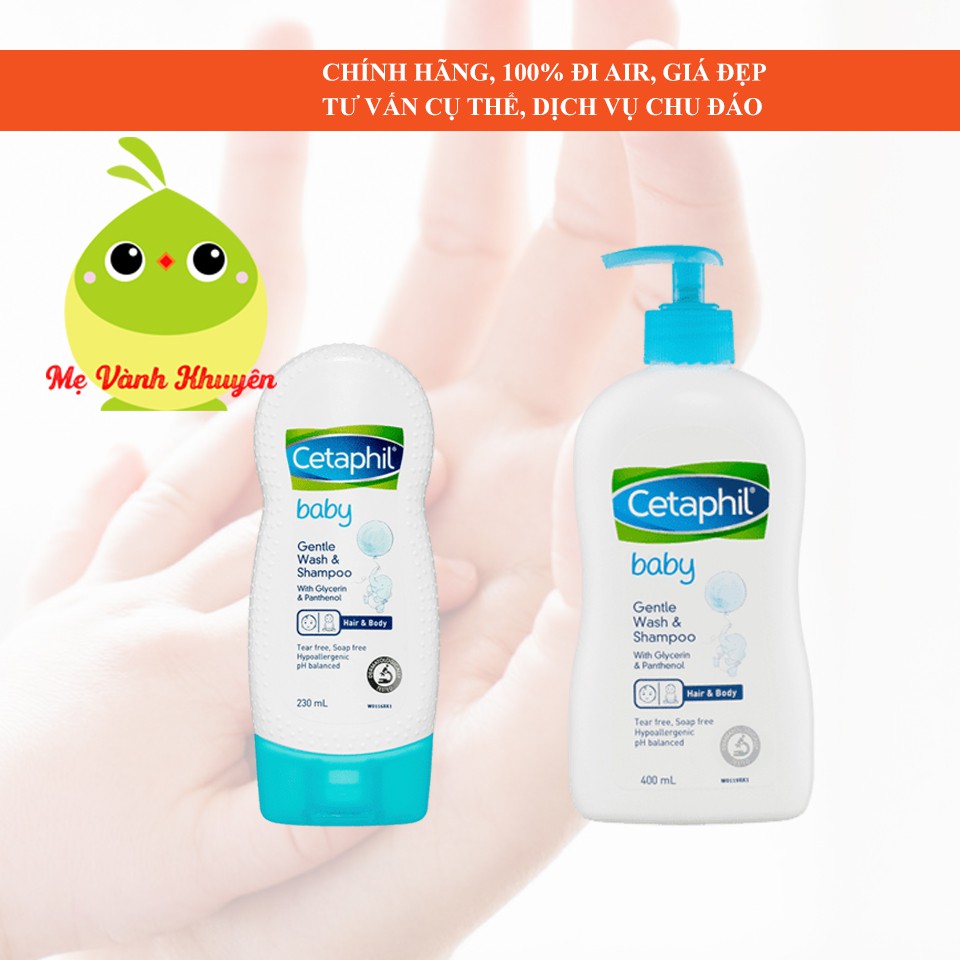 Sữa tắm gội trẻ em Cetaphil Baby Wash & Shampoo, Úc (230ml/400ml)