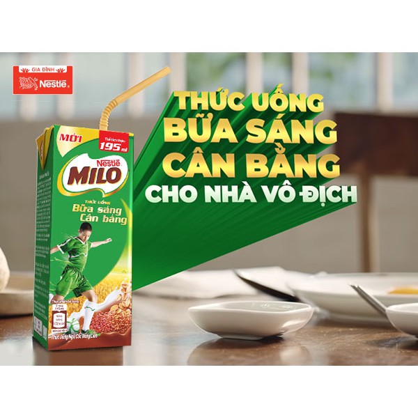 [1 Hộp] Sữa Ngũ Cốc Nestle Milo Bữa Sáng Cân Bằng 180ml