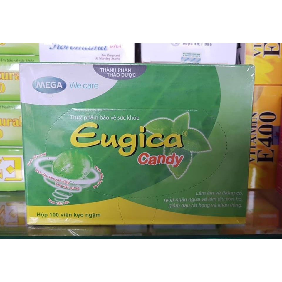 eugica kẹo ngậm hỗ trợ viêm họng hộp 100 viên eugical