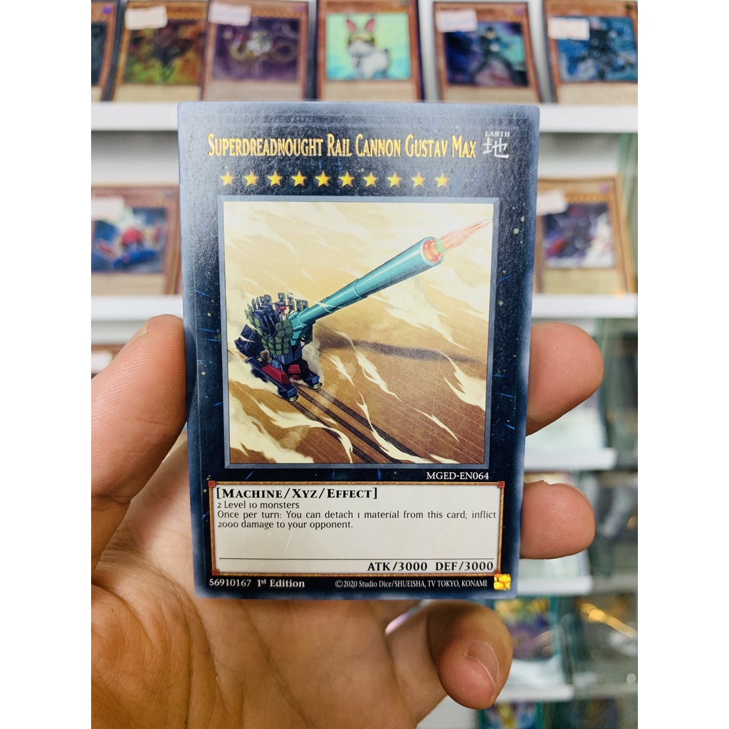 Thẻ Bài Lẻ YugiOh! Mã MGED-EN064 - Superdreadnought Rail Cannon Gustav Max - Gold-Letter Rare - 1st Edition