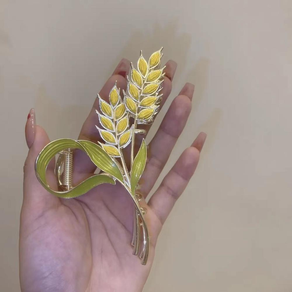 Kẹp Tóc Hình Cá Mập Đính Gai Lúa Mì / Lúa Mạch / Hoa Hướng Dương Bằng Kim Loại Thời