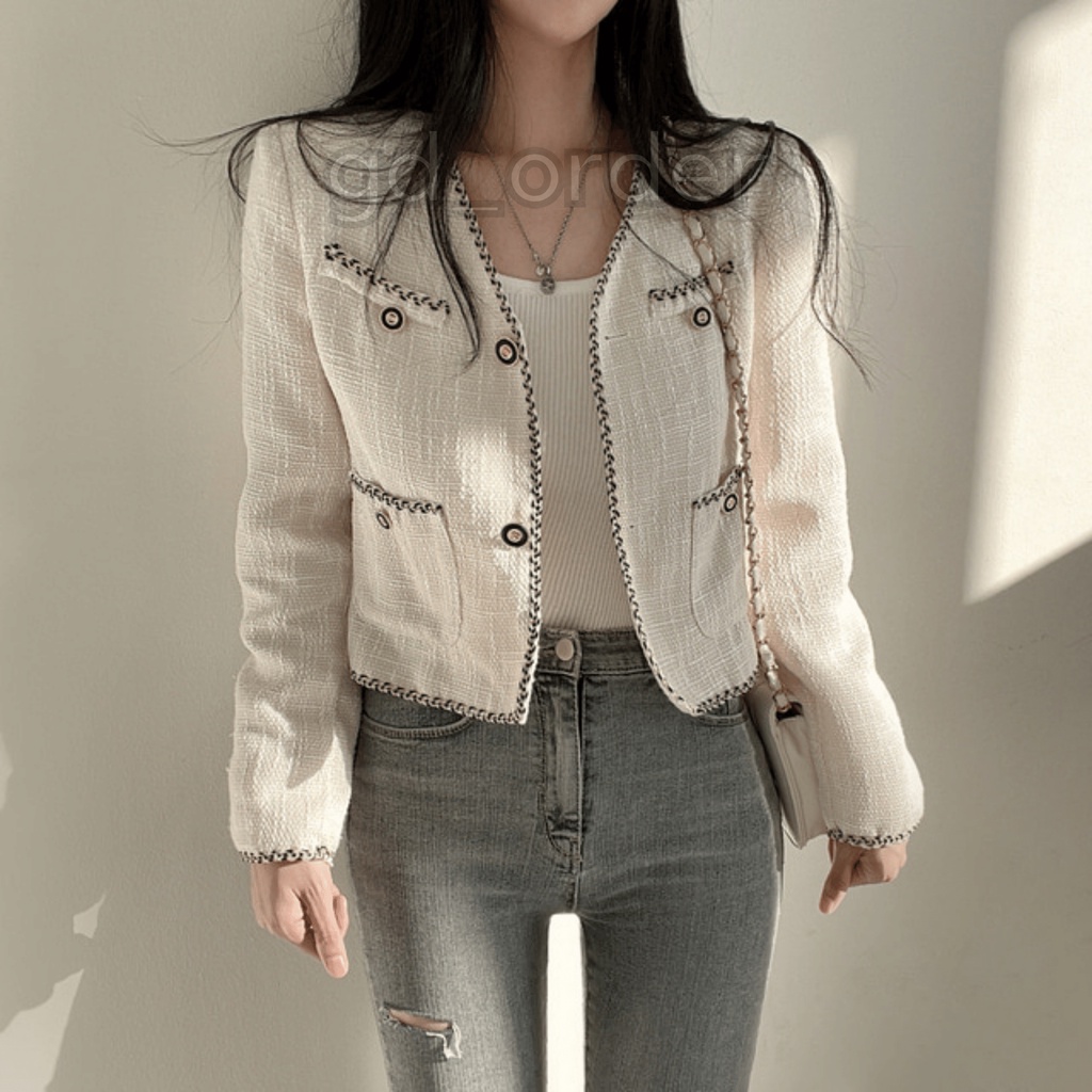 K96|Áo khoác blazer dáng ngắn cá tính cho nữ dài tay công sở thanh lịch gd_order