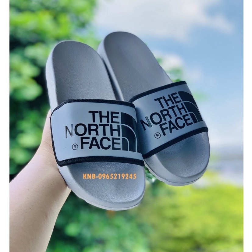 Dép The North Face Kiểu Dáng Quai Ngang nam nữ in chữ nổi❤️ FREESHIP + HỘP ❤️ dép thể thao để ip siêu bền xám
