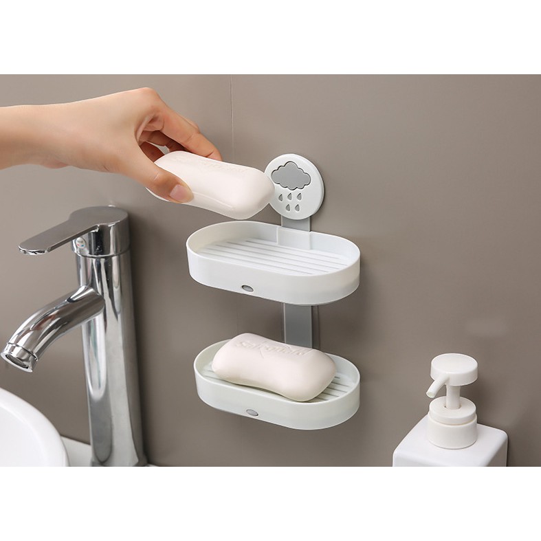 Kệ dán tường 2 tầng đựng xà phòng hình đám mây tiện dụng đa năng