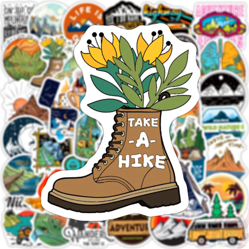 ❉ Outdoor Hiking Adventure Travel Series 01 Stickers ❉ 50Pcs/Set Waterproof DIY Fashion Decals Doodle Stickers