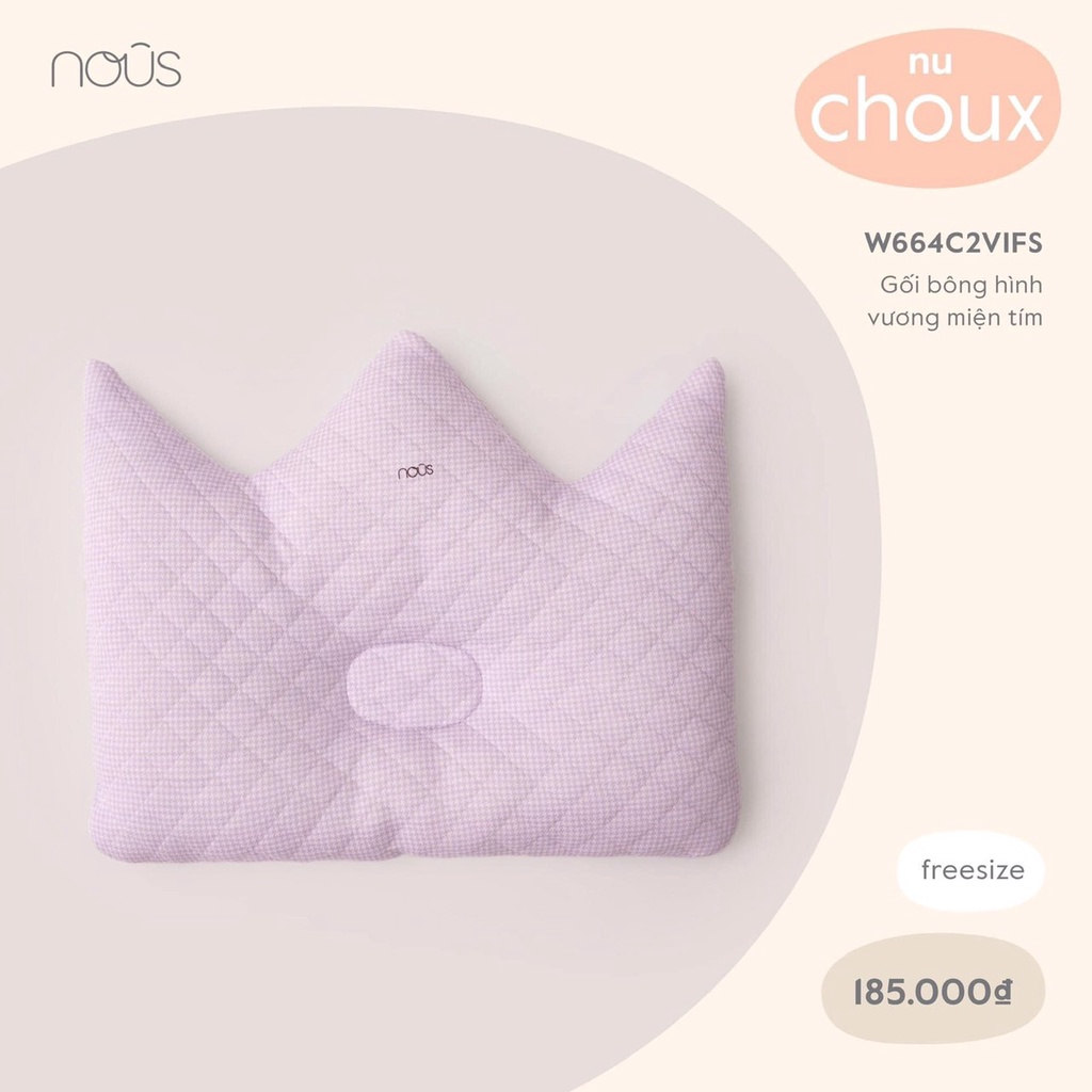 Gối bông Nous đẹp cho bé sơ sinh, chất liệu bông nhẹ, mềm mại, kháng khuẩn, thoáng khí hình vương miện và gấu teddy