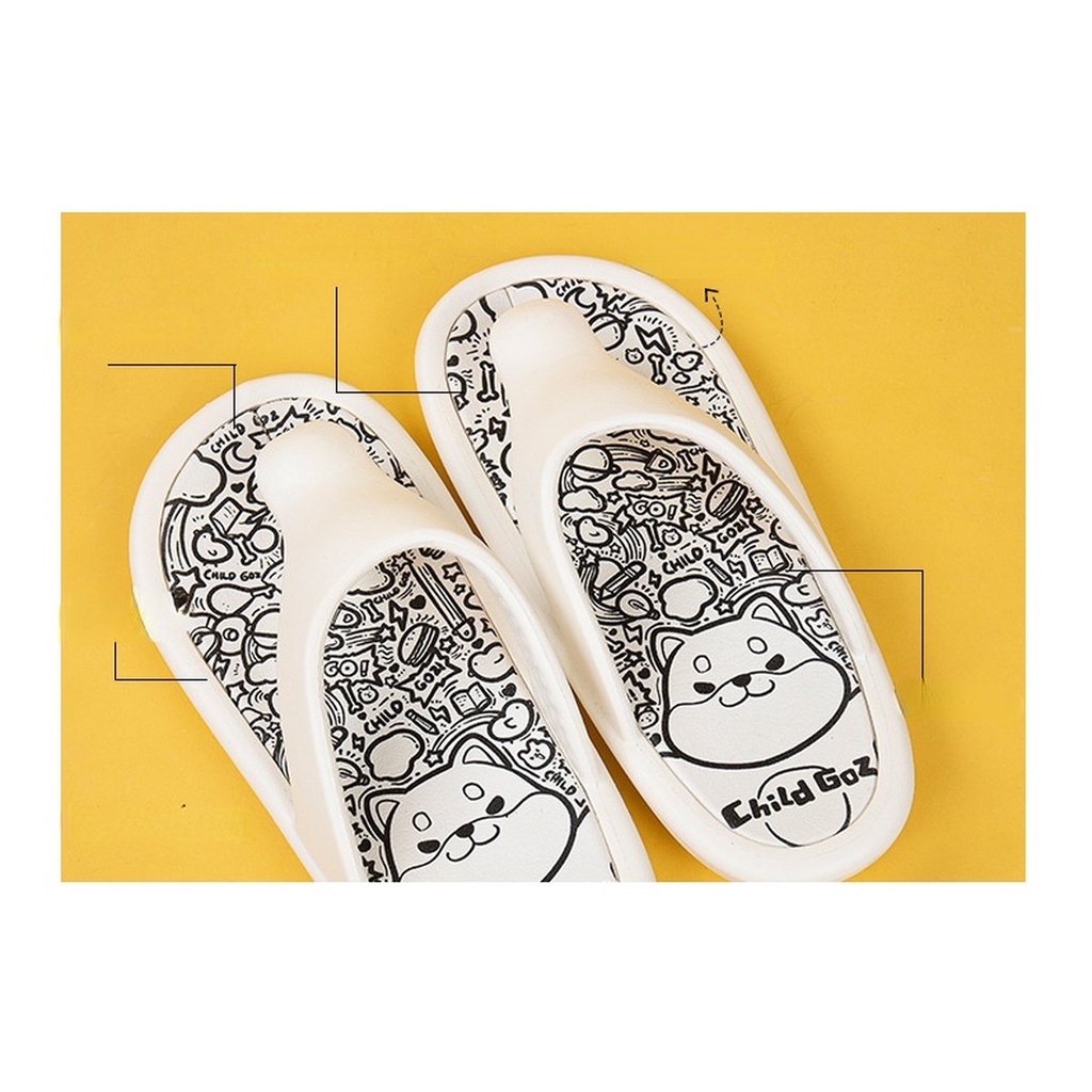 Dép Xỏ Ngón Đế Dày 3cm In Họa Tiết graffiti Màu Trắng Đen Dễ Thương Cho Cặp Đôi