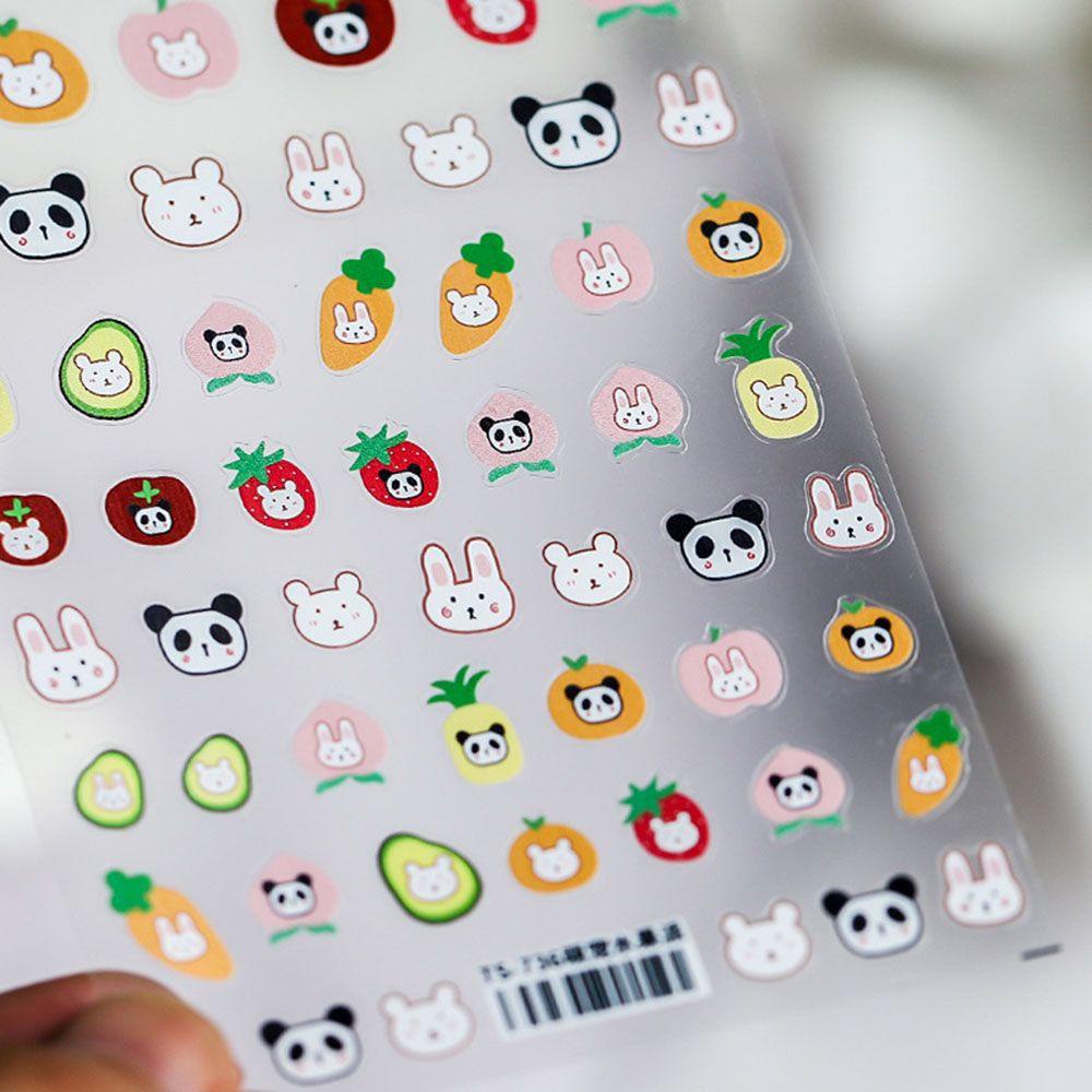 OCEANMAP Miếng Dán Trang Trí Móng Tay Họa Tiết Thỏ Trái Cây Phong Cách Hàn Quốc Xinh Xắn