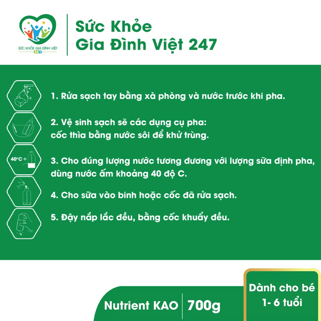 Combo 05 lon sữa Nutrient kao 700g