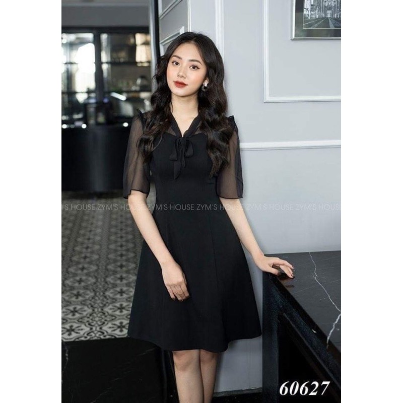 Đầm thun phối tay lưới