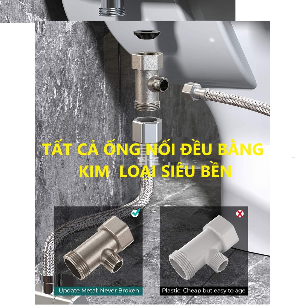 Vòi xịt rửa vệ sinh thông minh 2 vòi phun, xịt vệ sinh gắn bồn cầu thông minh xuất Nhật BITDET VZ03