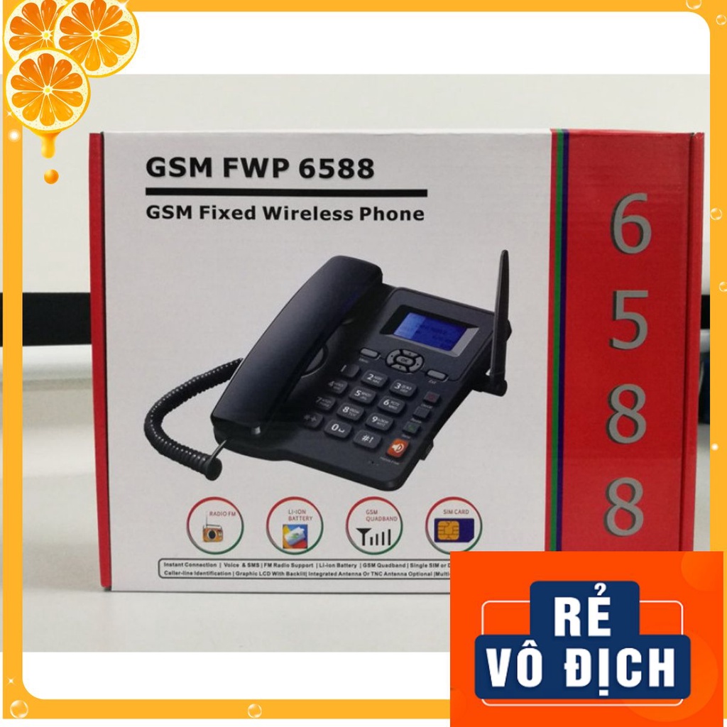 Máy điện thoại để bàn không dây Huawei GSM 6588 lắp sim gphone homphone viettel vina mobi 2 sim bản tiếng việt