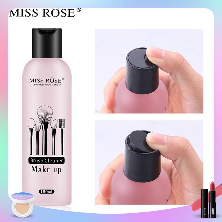 Nước Rửa Cọ Trang Điểm Mút Tán Miss Rose, giúp cọ sạch lớp bụi bẩn, trang điểm 180ML