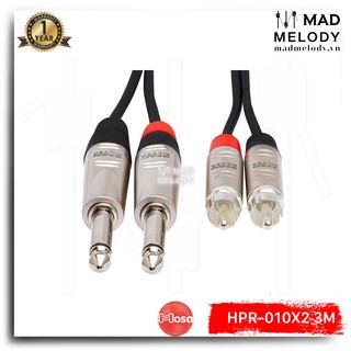 Hosa Pro Stereo Interconnect HPR-010X2 (3m) (REAN 2 1/4in TS - 2RCA) [Dây cáp loa 6.35mm TS bông sen, NEW & chính hãng]