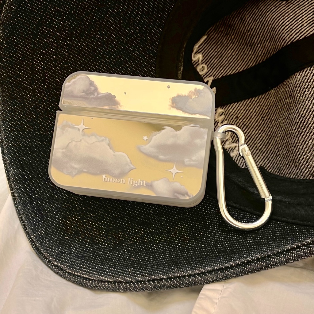 Vỏ Bảo Vệ Hộp Sạc Tai Nghe Airpods Pro 1/2/3 Bluetooth Bằng Silicon Mềm Chống Rơi Hình Đám Mây Tráng Gương Sáng Tạo