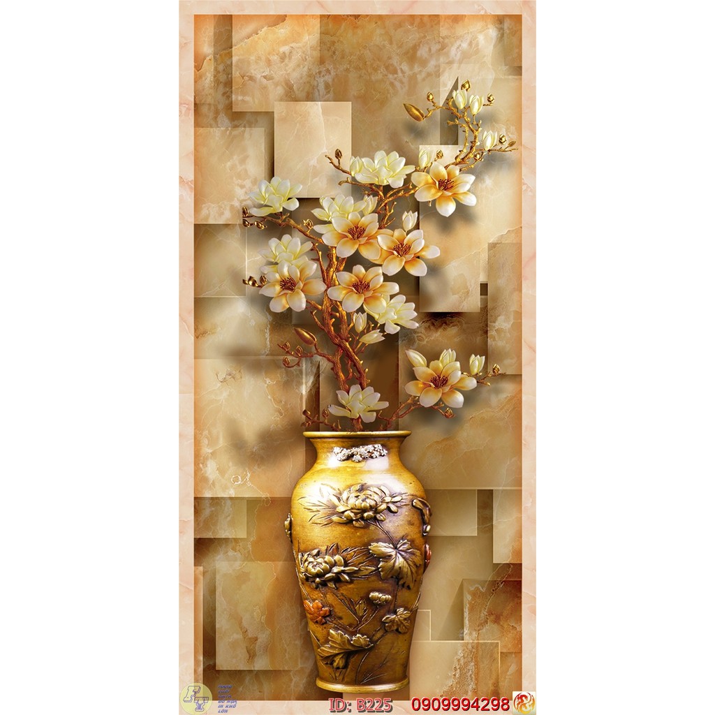 TRANH DÁN TƯỜNG 3D BÌNH HOA, LO HOA NHIỀU MẪU