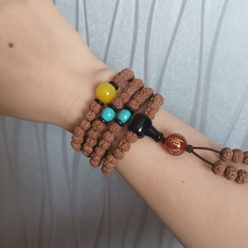 Chuỗi vòng tay 108 hạt kim cang nepal nhà Phật bình an may mắn