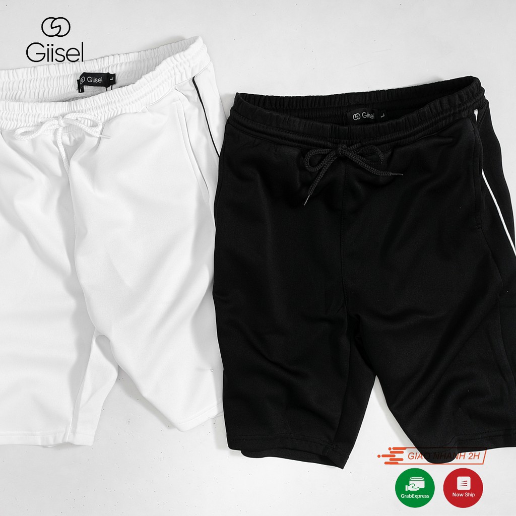 Quần short nỉ thể thao - tập gym 2 màu trắng đen - chính hãng Giisel