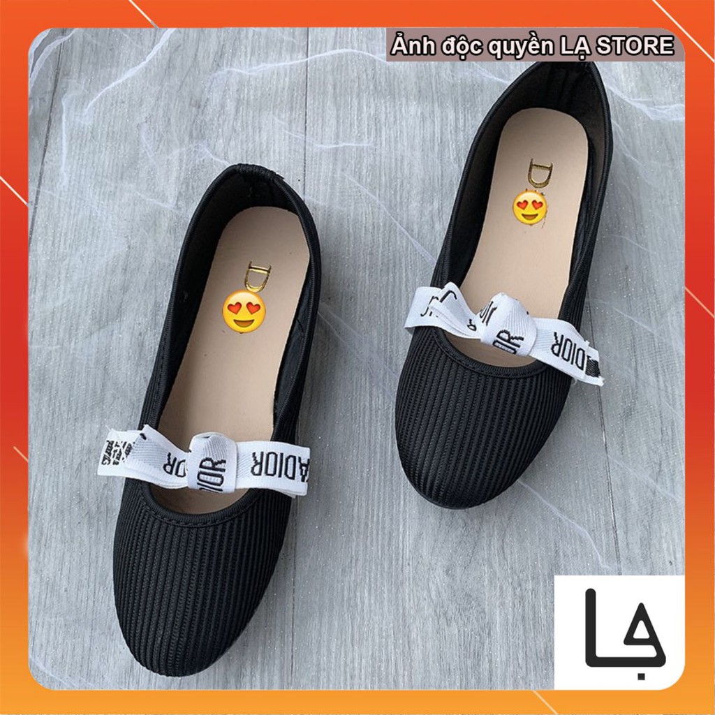 Giày bệt búp bê nơ trắng