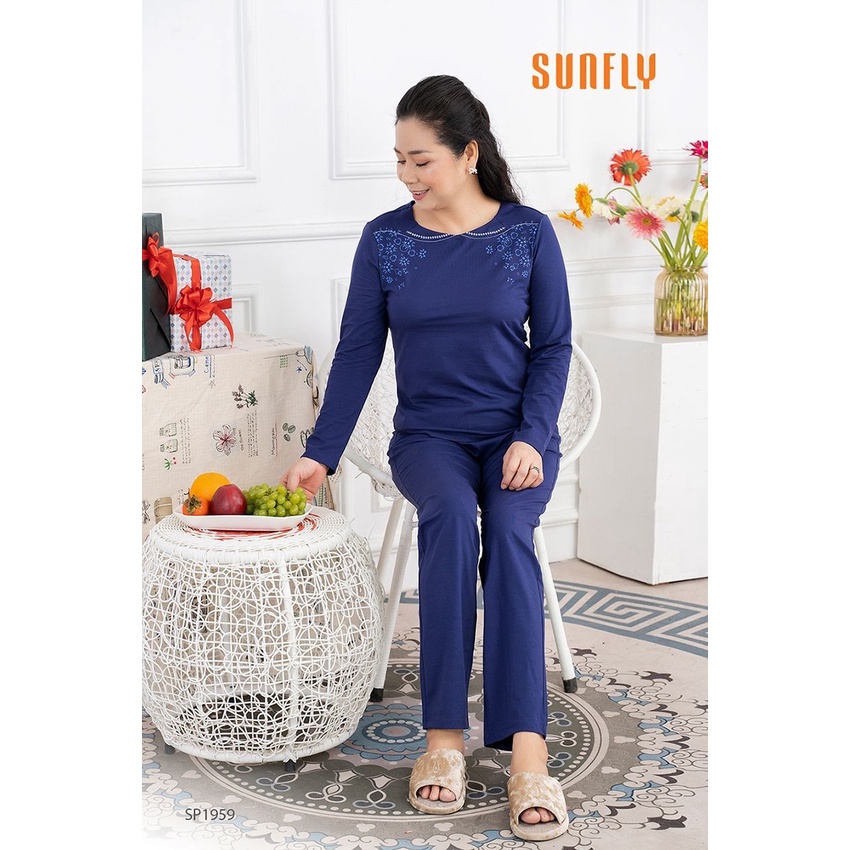 SP1959 - BỘ MẶC NHÀ COTTON ÁO DÀI QUẦN DÀI