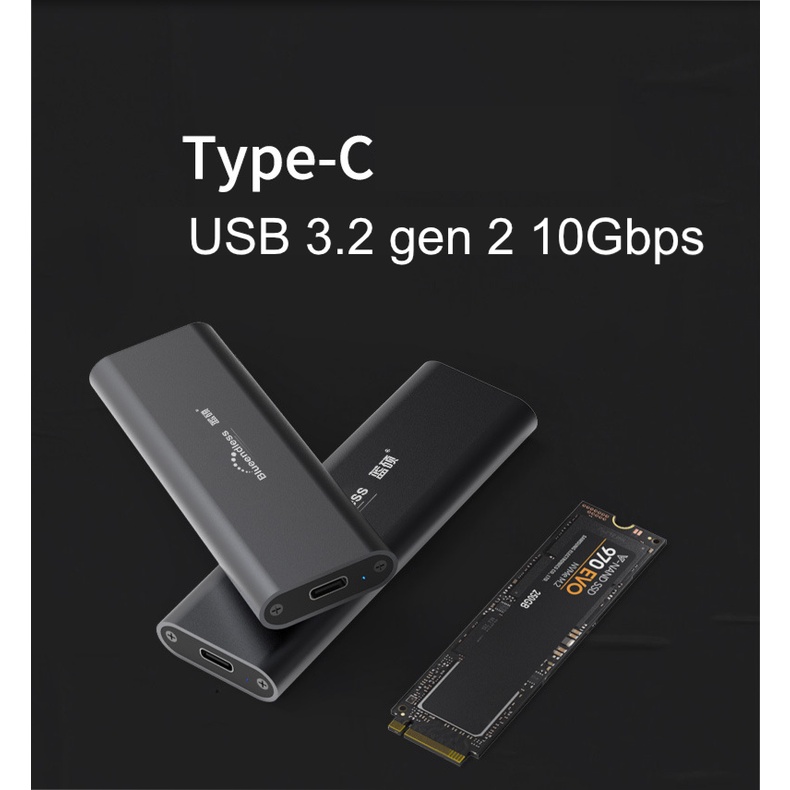 Box ổ cứng SSD NVMe M.2 chuẩn USB 3.2 gen 2 10Gbps tốc độ cao UASP - Blueendless (M.2 NVME 2280 SSD enclosure)