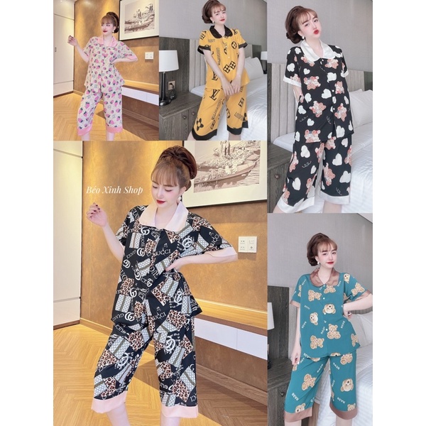 Đồ Ngủ Lửng Phối 55-10Okg Bigsize Cao Cấp Vải Lụa Phối Satin Lạnh Mặc Cực Thích