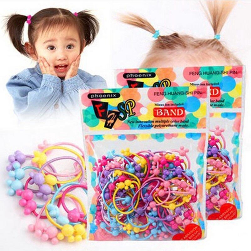 BỊCH 50 THUN CỘT TÓC ĐÁNG YÊU CHO BÉ