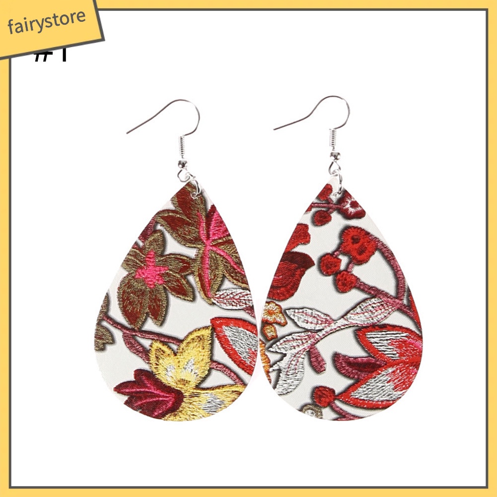 Khuyên tai dáng dài hoạ tiết thêu thời trang cho nữ